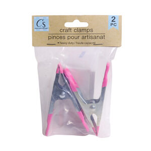 Crafters Square Set Of Two Heavy Duty Pink Craft Clamps On Card - 4" Long